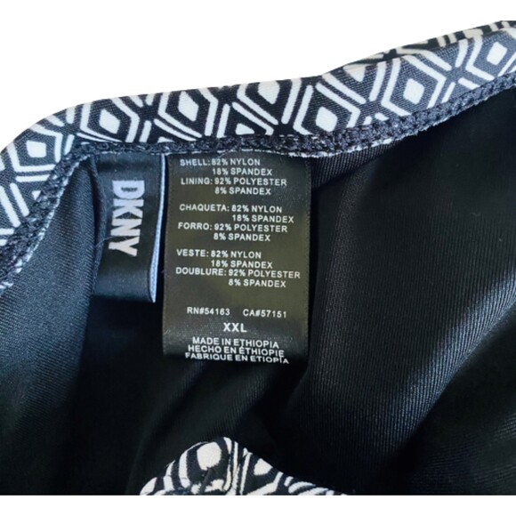 NWT DKNY Womens One Piece Swimsuit Black White Strapless Option Built In Bra XXL - Picture 9 of 12